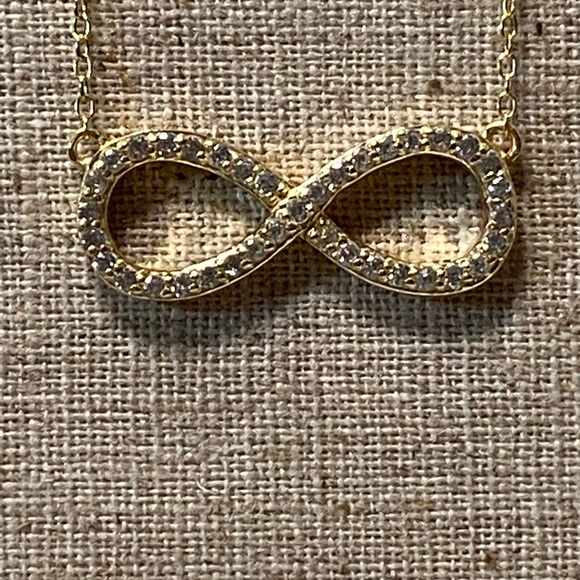 GoldTone/Sterling Silver CZ Infinity Necklace - Picture 3 of 3